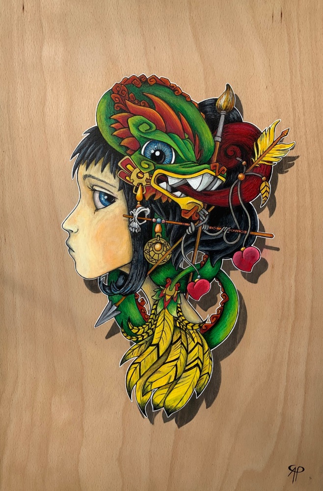 « Quetzacoal » Acrylique sur bois 40 x 60 Cap Phi 02/2017